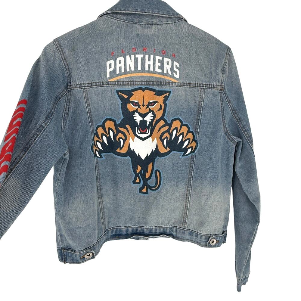Florida Panthers NHL Denim Jacket Large TT Gear Tiny Turnip Distressed Game Day